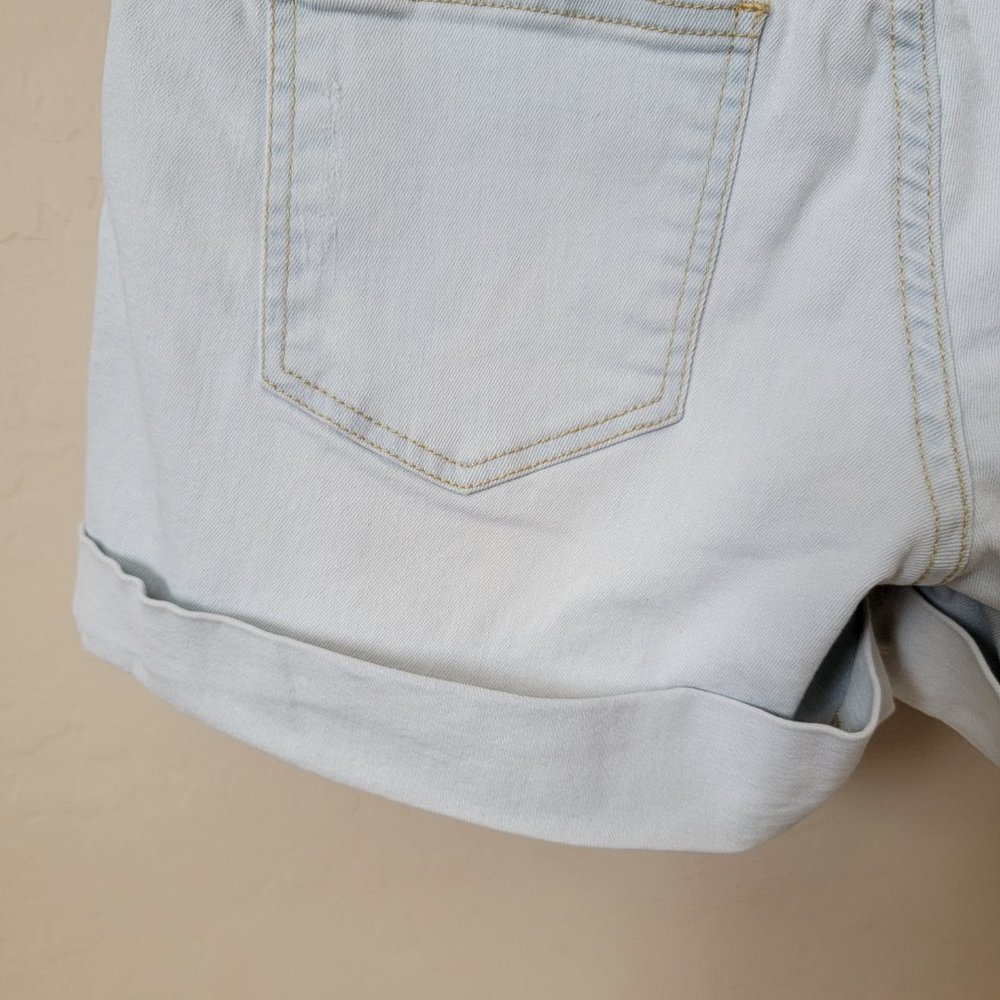 Guess Light Wash Destroyed Cuffed Denim Shorts - Picture 9 of 16